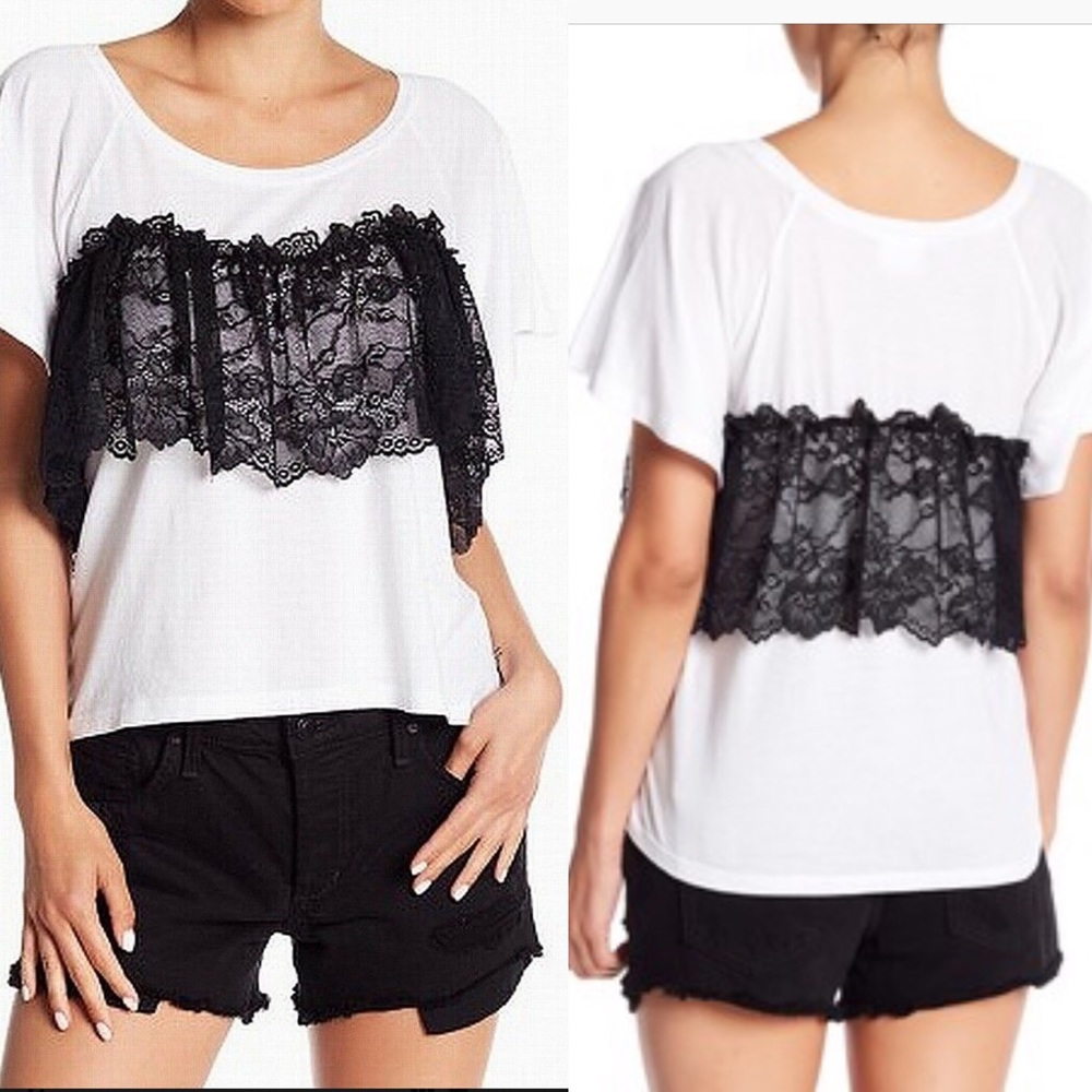 6 for 20$  Abound  white T-shirt/lace detail.